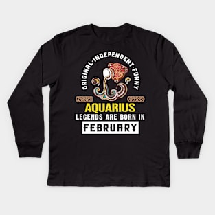 Zodiac Aquarius: Born In February Kids Long Sleeve T-Shirt